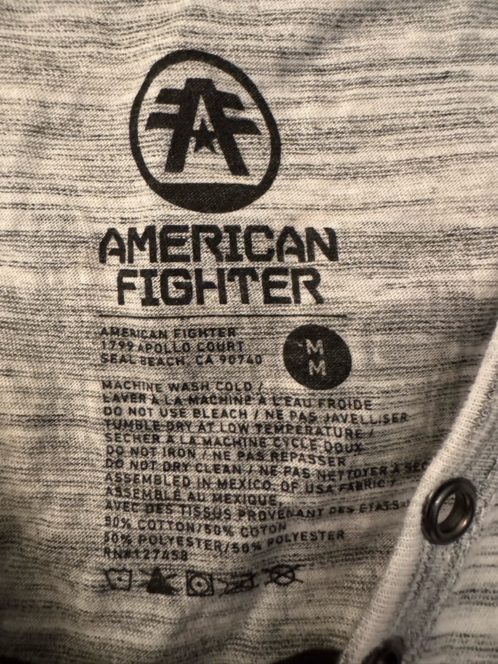 American Fighter College Park T-Shirt Striped Women’s Gray & Black Size Medium - Picture 14 of 14